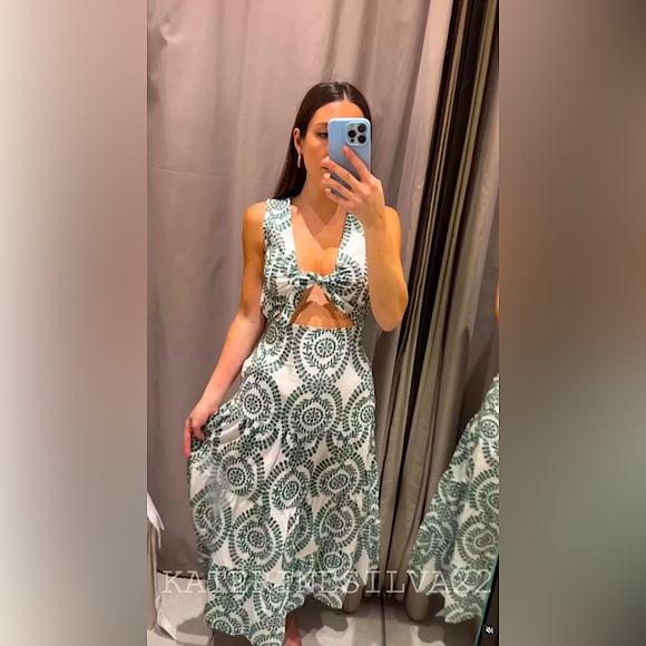 ZARA ✨VIRAL✨Perforated Knotted Embroidered Dress - Picture 15 of 15